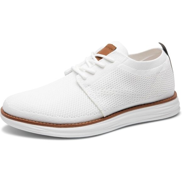⚡Men White Knit Flex Breeze Mesh Oxfords Lace-Up Lightweight Walking Sneaker - Picture 1 of 9